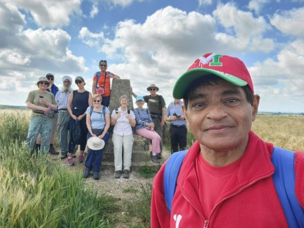 Walkers at the top of a local hill