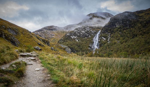 Steall Falls in Glen Nevis, Scotland