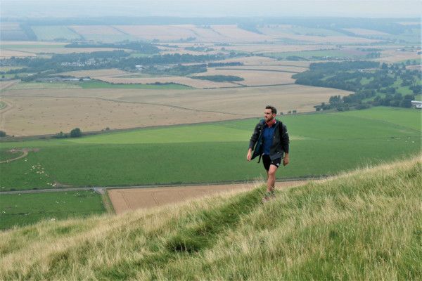 A walker high up on the Craig Rossie hills