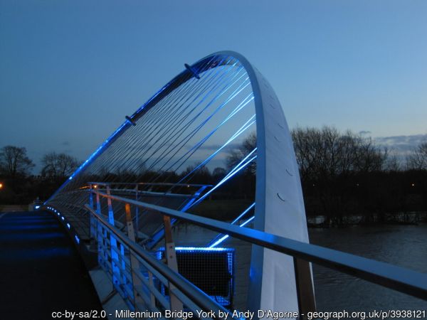 Millennium Bridge illuminated at night