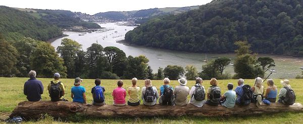 our group sitting on a log overlooking the Dart estuary