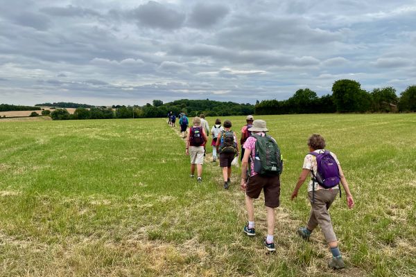 Walking across a field