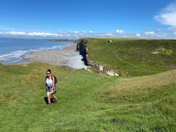 Leanne Wood on a coastal walk