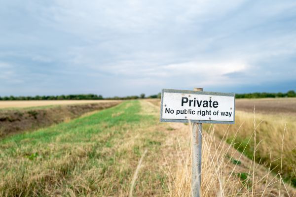 sign in field reading private no public right of way