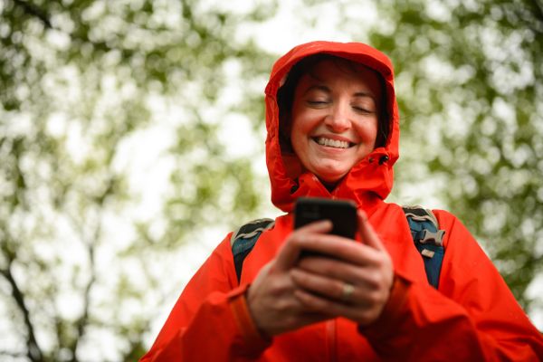 woman using her phone