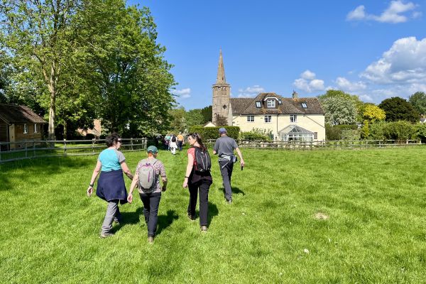 Walking through a field