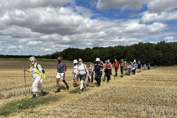 Walking across a field