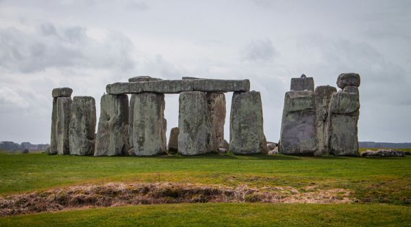 Stonehenge image with grey clouds above